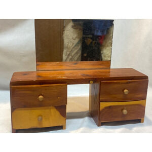 VTG Salesman Sample 4-Drawer Miniature Cedar Dresser Jewelry Box Doll Furniture